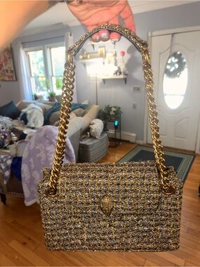 Kurt Keiger Kensington Tweed Bag Gold toned NWT STUNNING!